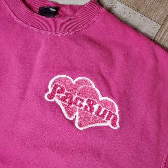 PacSun Love Crew Neck Sweatshirt Women's Size Medium Pink EUC - Picture 8 of 16